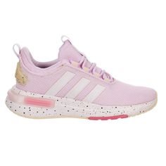 Adidas Racer Tr23 Cloudfoam Low Women's Athletic Running Shoes Sneakers Pink/Off-White/Tan/Cement Modernize Your Daily Grind In The Racer Tr23 Women's Running Shoe. With A Flexible Textile Upper Made From 50% Recycled Content And A Rear Pull Tab For Easy Entry, This Lace-Up Shoe Gives Streetwear Vibes With An Updated Spin. The Cloudfoam Midsole Cushions Every Step, While The Rubber Outsole Provides Traction And Stability. Made With Recycled Materials To Help End Plastic Waste Lace-Up Closure Tex Adidas Low-top Running Shoes With Speckled Midsole, Pink Running Shoes For Light Sports With Perforations, Adidas Slip-on Sneakers With Cushioned Footbed, Adidas Sneakers With Air Cushioning, Adidas Round Toe Sneakers For Jogging, Adidas Synthetic Athleisure Sneakers, Adidas Sneakers For Jogging With Round Toe, Pink Synthetic Sneakers With Speckled Midsole, Pink Sneakers With Speckled Midsole