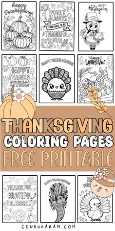 thanksgiving coloring pages for kids to print and color with the words happy thanksgiving on them