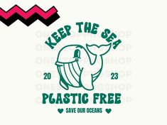 a green and black logo with the words keep the sea plastic free save our oceans