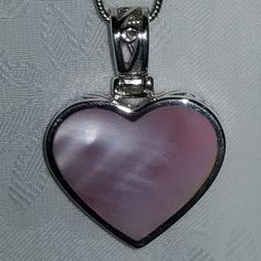 This Is A Nwot Beautiful "Effy" 925 Sterling Silver Pink Mother Of Pearl Heart Shaped Necklace On A 24"-26" Snake Chain. Pink Heart Necklace, Pearl Heart, Heart Shaped Necklace, Stamped Jewelry, Pearl Color, Peace Sign, Snake Chain, Pink Heart, Heart Necklace