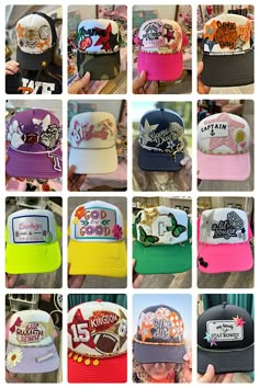 Be the envy of all your friends when you wear your custom Trucker Hat. By answering the questions on the below linked form, we will be able to customize a hat just for you. We will work with you via text to find the perfect style for you. Custom hats usually ship out within 1 week of payment, however, we strive to get Hat Bar Birthday Party, Customized Trucker Hats, Sports Trucker Hat Ideas, Trucker Hat Party Ideas, Hat Patches Ideas, Hat Bar Price List, Hat Chains Trucker, Black Trucker Hat With Patches, Cute Trucker Hats With Patches