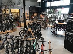 a bike shop filled with lots of bikes