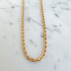 Gold filled design. Rope chain necklace. Round 14KTGF belleStyle logo tag. Comes boxed in a linen travel pouch. Measures 18”. Waterproof. 8mm Lobster clasp. Adjustable Rectangular Chain Necklace, Classic Rope Chain Necklaces As Gift, Classic Rope Chain Necklaces For Gifts, Everyday Gold Chain Jewelry, Gold Box Chain Jewelry For Everyday Use, Everyday Rectangular Gold Chain Necklace, Gold Rope Chain Necklace With Lobster Clasp As Gift, Gold Link Rope Chain Necklace For Gift, Gold Link Rope Chain Necklace Perfect For Gift