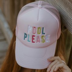 Dive into style with our Pool Please Foam Wholesale Cute Trucker Hat! Known for its vibrant "POOL PLEASE" design in eye-catching multicolor, this perennial best seller is now available on a light pink foam hat. Embrace the playful vibes of summer and add a splash of fun to any ensemble with this chic and comfortable foam hat. Join the trend of poolside chic! The Pool Please Foam Wholesale Cute Trucker Hat, featuring the beloved all-caps, multicolor design, is the perfect addition for retailers s Cute Trucker Hat, Poolside Vibes, Sunny Days, Trucker Hat, Light Pink, Pool, Hats, Pink