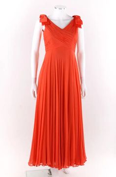 LILLIE RUBIN c.1960's Coral Silk Chiffon Empire Waist Surplice Maxi Dress Gown For Sale at 1stDibs | empire waist chiffon gown, chiffon empire waist dress, surplice dress Surplice Dress, Chiffon Gown, Dress Gown, Silk Chiffon, Empire Waist, Gowns Dresses, Evening Dresses, 1960s, Chiffon