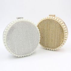 Gold Circle Luxury Crystal Clutch Purse Pearl Evening Handbags for $54.99 | Baginning Clutch Evening Bags, Diy Beach Bag, Fringe Clutch, Gold Evening Bag, Pearl Clutch, Wedding Handbag, Crystal Clutch, White Purses, Gold Circle