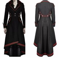 I just added a new item to eBay, Women's Steampunk Military Trench Coat Jacket Long Black Red Gothic Uniform! #eBay #eBaySeller Gothic Uniform, Fantasy Coat, Goth Coat, Vampire Au, Military Trench Coat, Long Cape Coat, Ouji Fashion, Steampunk Coat, Gothic Coat