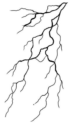 a black and white drawing of a tree branch with two branches that have been struck by lightning