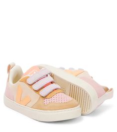 Veja Kids - V-10 suede sneakers | Mytheresa Spring Suede Sneakers With Vulcanized Sole, Playful Low-top Sneakers With Rubber Sole, Playful Low-top Sneakers With White Sole, Spring Suede Sneakers With Rubber Sole, Playful Spring Sneakers With White Sole, Pink Leather Sneakers For Spring, Leather High-top Sneakers With Soft Sole, Leather Low-top Sneakers With Soft Sole, Pink Suede Sneakers For Spring