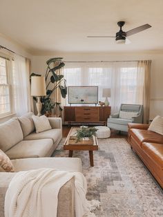 a living room filled with furniture and a flat screen tv