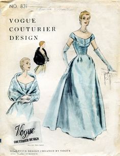 an old fashion sewing pattern for a woman's evening dress