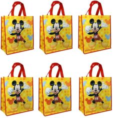 six bags with mickey mouse on them