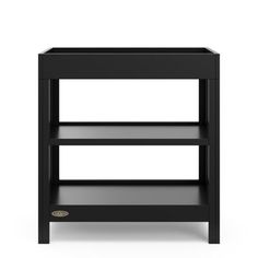 a small black shelf with two shelves on each side and one shelf below the shelf