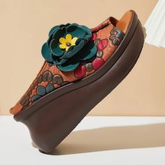 USS Shoes Nayib Women's Clogs | ussshoes.com – USS® Shoes Womens Mules, Brand Collaboration, Leather Clogs, Global Brands, Womens Clogs, Flower Applique, Mule Clogs, Dressy Outfits, Embossed Leather