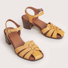 The ultimate summer sandal. Highland is the perfect sandal for weekends in the Hamptons or a wedding in the park. The block heel is comfortable to walk in all day long with an adjustable buckle for a great fit. Genuine leather upper Fisherman sandal styling 2" Block stacked heel. STYLENAME: HIGHLAND-YEL