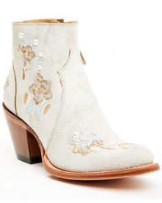 Shyanne Women's Carine Crackadela Floral Western Fashion Booties - Round Toe , White Holiday Boots, Store Hours, Fashion Heels, Get Directions, Western Style, Rustic Charm, Western Fashion, Floral, White