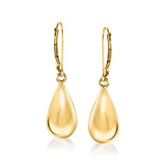 Ross-Simons - 18kt Yellow Gold Teardrop Earrings. Simply stated, these shiny teardrop earrings let the beauty of 18kt yellow gold speak for itself. Hanging length is 1 1/4". Leverback, 18kt yellow gold teardrop earrings. Gold Teardrop Earrings, Teardrop Earrings Gold, Fine Jewelery, Diamond Drop Earrings, Fine Jewellery Earrings, Teardrop Earrings, Earrings Gold, Gold Earrings, The Beauty