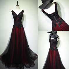 the dress is red and black in color