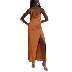 Exude Elegance In This Satin Slipdress Featuring An Asymmetric Neckline And A Sultry Side Slit. * 28" To 52" Length (Size 8) * Cowl Neck * Adjustable Straps * Partially Lined * 62% Rayon, 38% Polyester * Hand Wash, Line Dry * Imported Aria Dress, Romantic Maxi Dress, Animal Print Maxi Dresses, Happy Dresses, Empire Waist Maxi Dress, Purple Maxi Dress, Ribbed Maxi Dress, Grace And Lace, Paisley Maxi Dress