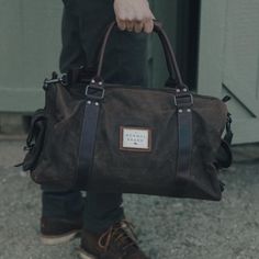 The Garrett Weekend Bag | Waxed Canvas Bag | The Normal Brand Casual Leather Travel Bag With Canvas Lining, Brown Waxed Canvas Rectangular Duffle Bag, Waxed Canvas Bag For Travel, Brown Rectangular Waxed Canvas Duffle Bag, Rectangular Weekender Bag With Waxed Finish For Everyday Use, Waxed Finish Satchel Canvas Bag For Travel, Waxed Canvas Rectangular Shoulder Bag For Weekend Trips, Brown Travel Bag With Waxed Finish For Daily Use, Brown Waxed Finish Travel Bag For Daily Use