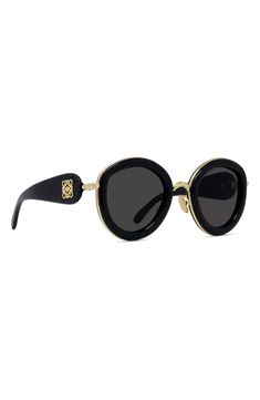 Small Round Sunglasses, Golden Logo, Designer Sunglasses, Round Sunglasses, Sleek, Nordstrom, Sunglasses, Free Shipping, Black