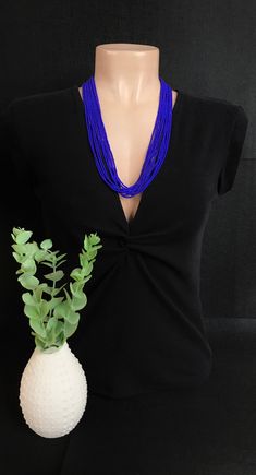 "This stunning cobalt blue necklace is bold and powerful. The blue color is just beautiful and reflects the light softly.  It has 12 strands and you can choose size and clasp color (silver or gold) and your preferred length at checkout.  Matching bracelet available here: https://www.etsy.com/listing/165759619/sapphire-braceletroyal-blue?ref=listing-shop-header-0 Size shown is 24\". Please read specifications on SIZES below: ❤ SIZES This item comes in several sizes, kindly choose at checkout. The easiest way to find out which length suits you best is to measure a necklace you already own, from one end to the next, including clasp. You can also use the diagram on the pictures as a reference, but keep in mind that we all have different neck and body sizes. If you'd like a clasp extender, plea Elegant Long Blue Beaded Necklace, Blue Beaded Necklaces For Evening, Blue Long Necklace For Party, Elegant Blue Beaded Necklaces With Large Beads, Elegant Blue Beaded Necklace With Large Beads, Blue Beaded Evening Jewelry, Blue Beaded Jewelry For Evening, Elegant Multi-strand Blue Beads, Blue Multi-strand Elegant Beads