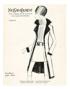 Sketch of costume design for Catherine Deneuve in Belle de Jour by Yves SaintLaurent Saint Laurent Fashion, Fashion Drawing Sketches, Entrepreneur Fashion, Catherine Deneuve, Love Illustration, Fashion Illustrations