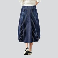 Make a statement in the 2023 Autumn Collection with this striped long women's denim skirt! Turn heads and channel the spirit of the millennium with this Y2K-inspired creation. boasting a high-waisted cut. sanded finish. and rubber closure. A unique blend of vintage and modern. this skirt promises to elevate your look with effortless sophistication.Why You'll Fall In LoveThis skirt is a timeless classic. offering a high-waisted silhouette with a unique. Y2K-inspired charm. Its vertical stripes. s Black Denim Skirts, Denim Skirts Online, Womens Denim Skirts, Denim Skirt Women, Denim Pants Women, Autumn Collection, Denim Skirts, 2023 Autumn, Dark Blue Color