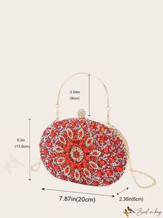 BirdinBag - Exquisite Rhinestone-Adorned Mini Evening Clutch: A Statement of Elegance Rhinestone Embellished Bags For Banquet, Rhinestone Bags For Banquet, Red Details, Mini Box, Box Clutch, Chain Bag, Box Bag, Evening Clutch, Mini Fashion