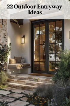 Transform your outdoor entryway into a cozy seating nook, offering a tranquil retreat for relaxation and contemplation