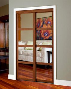 Experience the beauty and resilience of Door with our luxury vinyl plank, a top choice for doors, windows & millwork applications. This product, featuring dimensions of, combines aesthetics with practicality. Mirrored Closet, Sliding Closet Door, Window Frame Mirror, Sliding Mirror Door, Diy Home Updates, Bungalow Bedroom, Mirror Closet Doors, Sliding Mirror, Closet Systems