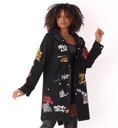 For Her NYC 81782 1 piece Hooded Jacket Colors: Black, Khaki Sizes: S, M, L, XL, 1X, 2X Nyc Spring, 2022 Style, Leather Blazer Jacket, Denim Belt, Jacket With Hood, Belted Jacket, Life Jacket, Leather Blazer, Top Fabric