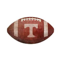 an old fashioned football with the logo of the university of florida on it's side