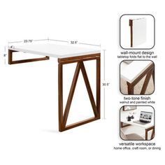 the table is shown with measurements for it