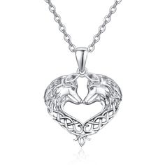 PRICES MAY VARY. 【Meaning of Celtic Wolf Necklace】-The wolf symbolizes loyalty, unity, affection and tenacity. The endless Celtic knot symbolizes that our love lasts forever. Embracing you and getting old slowly for the rest of my life is the most romantic thing I can think of. 【925 Sterling Silver Hypoallergenic Necklace】-Wolf pendant necklace made of 925 sterling silver. Nickel-free, lead free, cadmium free, finest polish-finished with excellent shining, sterling silver necklace is as know one