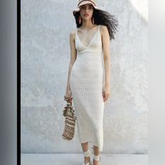 New! Zara Knit Dress. Cream, Crochet. Cute, Light, Scratchy, Not Lined. More Pics Are Coming Size M. Same Day Shipping On Everything Zara Knit Dress, Crochet Cute, Dress Cream, Zara Knit, Zara White, Cream Dress, Zara Dresses, Crochet Dress, Cream White