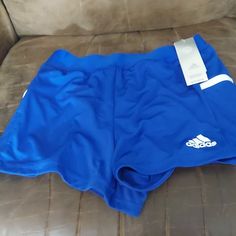 Nwt. No Pockets. Built In Brief Liner. Does Not Specify Mens Or Womens. Size Med Adidas Blue Athletic Shorts, Adidas Blue Shorts For The Gym, Adidas Blue Shorts For Gym, Adidas Blue Athletic Shorts For Sports, Adidas Blue Gym Shorts, Adidas Blue Workout Shorts, Adidas Blue Athleisure Athletic Shorts, Adidas Blue Sports Shorts, Black Adidas Shorts