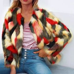 New Shaggy Multicolor Faux Fur Coat Boutique Lined Thick Fluffy Red Brown Yellow Small - Definitely More Like The Photo Modeled With Less Yellow In Photos (Handmade - Nip Or Nwt) Very Fluffy And Shaggy. Super Trendy And In Style! Ref Carpet, Evening, Celeb Style, Street Style, Red & Brown Toned. You Won’t Find This At Any Store! Lined & Thick, Super Warm. I Own It Myself In Different Colors! Size Small. Part Of My Boutique Collection, May Or May Not Come With Tags. Brand New, Lined. #Trending #F Colorful Faux Fur Coat, Winter Faux Fur Coat, Winter Coat Short, Best Winter Coats, Womens Faux Fur Coat, Fur Coats Women, Fashion Color, Coat Women, Fur Fashion