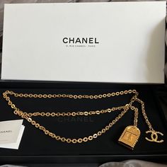 This Divine Mod-Fancy Belt With Metal Dore Of The First Chanel Store In Paris! This Was Also Purchased From The Original Rue 31 Store. Comes With Original Box. New And Ready For New Home. One Size And Adjustable Elegant Chain Belt For Gift, Luxury Gold Chain Belt For Party, Designer Formal Jewelry With Chain Strap, Elegant Formal Necklace With Gold-tone Logo Plaque, Elegant Gold Chain Belt As Gift, Luxury Chain Belt For Party, Elegant Gold Chain Belt, Elegant Yellow Gold Chain Belt For Formal Occasions, Elegant Formal Gold Chain Belt