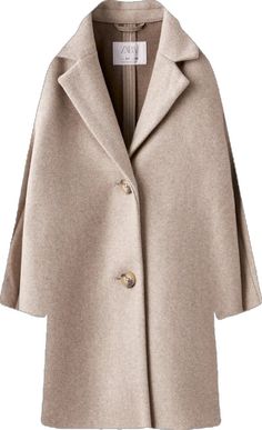 Solid Wool Coat With Buttons For Spring, Buttoned Wool Coat For Spring, Beige Pea Coat With Button Cuffs, Beige Long Sleeve Pea Coat With Button Cuffs, Beige Button-up Pea Coat For Winter, Winter Outerwear With Covered Buttons And Lapel Collar, Beige Long Coat With Buttons, Winter Beige Blazer With Button Closure, Cream Winter Pea Coat With Buttons