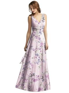 Wrap V-Neck Chiffon Gown | The Dessy Group Purple Floral Bridesmaid Dresses, Chiffon Wrap Dress, Lavender Bridesmaid Dresses, Floral Bridesmaid Dresses, Halter Bridesmaid Dress, Perfect Bridesmaid Dress, After Six, Chiffon Wrap, Bridesmaid Dresses Online