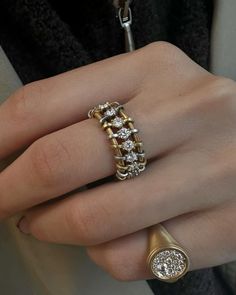 Round Cut Vintage Engagement Ring Art Deco Two Tone Gold Moissanite Engagement Modern Gold Moissanite Diamond Ring, Lots Of Rings, Cute Engagement Rings, Gold Aesthetic, Dope Jewelry, Gold Ornaments, Stacked Jewelry, Jewelry Lookbook, Fancy Jewelry