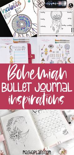 I gathered lots of boho Bullet Journal theme inspirations so you can create your own uniques boho Bullet Journal spreads. Including a Doodle With Me video! Cover pages, weekly logs, habit trackers, and many more boho themed spreads. #mashaplans #bulletjournal #bujo #boho #bulletjournal #bulletjournaltheme Journal Things, Boho Journal, Video Cover, Habit Tracker Bullet Journal, Bullet Journal Spreads, Gratitude Journal Prompts, Personal Writing, Bullet Planner, Habit Trackers