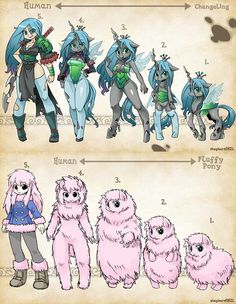 an image of the evolution of furry animals in pokemon world, from beginning to end