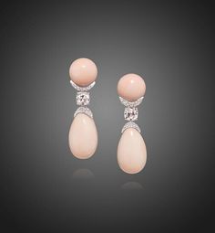 Syn Coral Dangle Drop Earrings 925 Sterling Silver Evening Party Auction Jewelry | eBay Conch Pearl, The Bling Ring, Angel Skin, Kay Jewelry, Coral Earrings, Coral Jewelry, Royal Jewels, Van Cleef, Pink Diamond