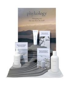 the phyrkology product is displayed in front of an advertisement for it's products