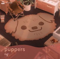 the rug is shaped like a dog's face and has been drawn on it