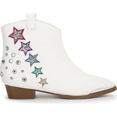 Your little line dancer will stand out from the crowd in the Miss Dallas bootie now with metallic star detailing! These stylish boots add flair to any outfit and make every child feel like a star. Synthetic Upper, Lining & Footbed Outsole made of rubber Heel height: .4 inches Features a pull tab and hidden gore for easy on and off Custom Yosi Samra Dust Bag Included Imported | Yosi Samra | Miss Dallas Shooting Star Cowboy Boot, Metallic Stars (White, Size 9) | Maisonette collects the best childr Professional Shoes, Stylish Boots, Boy Accessories, Shop Shoes, Shooting Star, Cowboy Boot, Buy Buy Baby, Clean Shoes, Shooting Stars