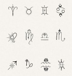 the zodiac symbols are drawn in black ink