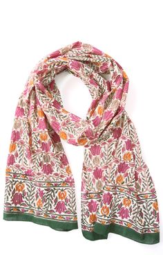 Anokhi USA - Scarf in Dutch Garden Dutch Gardens, Printed Scarves, Hand Carved Teak, Cotton Voile, Head Covering, Square Scarf, Put On, Block Print, Printed Cotton